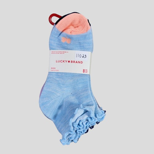 LUCKY BRAND Girls Socks  1/4 Crew Kids School Everyday 8 Pair Shoe 10C-4Y - Picture 1 of 6