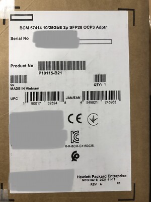 OCP3 HPE Broadcom 57414 10Gbe 25GbE 2 port SFP28 Adapter NIC 2P 10G 25G SFP