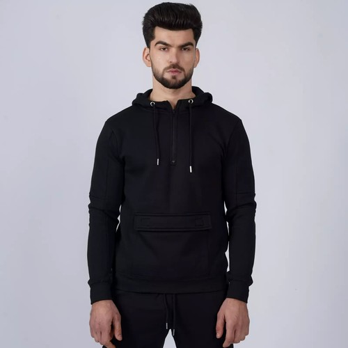 Mens Hoodie Quarter Zip Fleece Pullover Hoodie Jumper with Pouch Pocket M-2XL - Picture 2 of 15