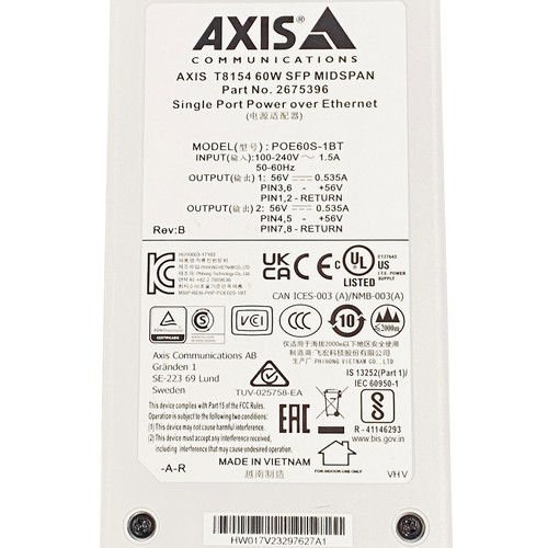 Original AXIS Communication 60W POE60S-1BT 2675396 T8154 56V SFP Midspan - Bild 2 von 7