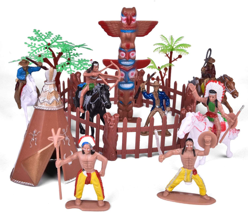 61 Pcs Wild West Cowboys and Indians Plastic Figures Toys, Toy Soldiers for Kids - Picture 4 of 12