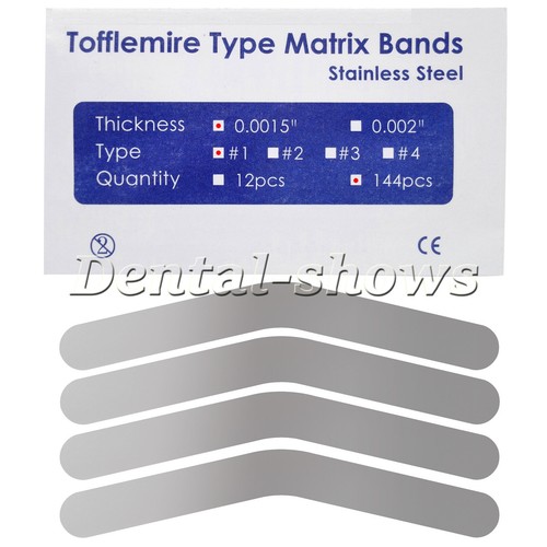 144pz Fasce a matrice per tofflemire dentale universali in acciaio inox #1-#4 0,015 - Foto 2 di 9