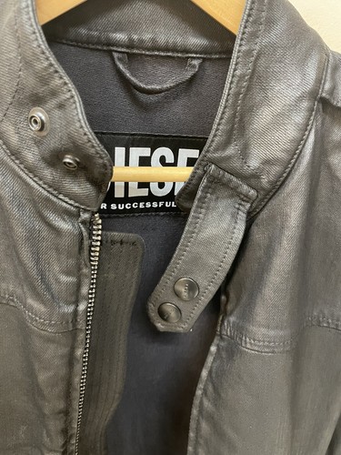 Diesel Denim Leather Zip Up Motorcycle Jacket Mens Large Pit2Pit 20” MUST FEEL! - Picture 2 of 11