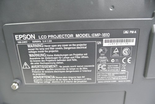 Epson 1810p LCD Projector. 1135 Lamp Hours. (NO POWER CORD/REMOTE) READ - Picture 21 of 24