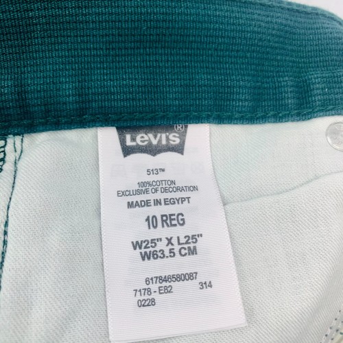 Levis 513 Slim Straight Boys Jeans 10 Reg 25 x 25 Green Corduroy NWT $44 - Picture 5 of 7