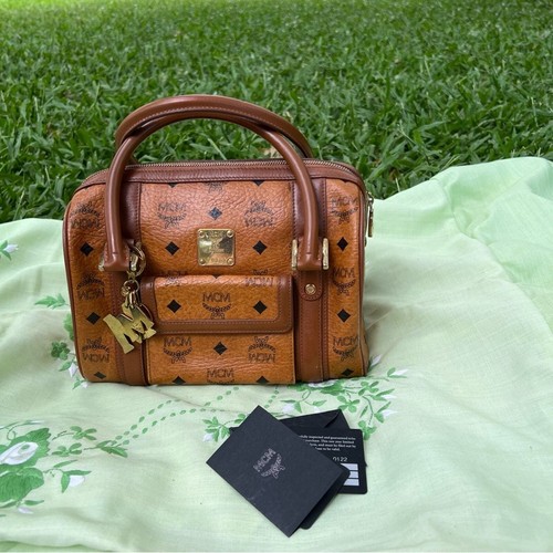 MCM Visetos Satchel Cognac with Bag Charm - Picture 9 of 15