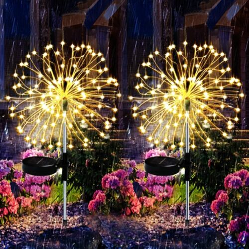 2PCS 120LED Garden Path Lights Solar Power Firework Lamp Starburst Stake Outdoor - Picture 14 of 46
