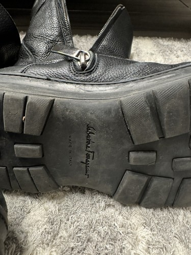 Salvatore Ferragamo Men's Black Leather Insulated Boots Size 7 - Picture 10 of 11
