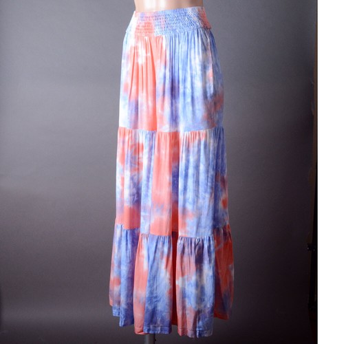 Orange Blue Tie Dye Womens Boho Beach Summer Loose Palazzo Wide Leg Pants L - Picture 4 of 12