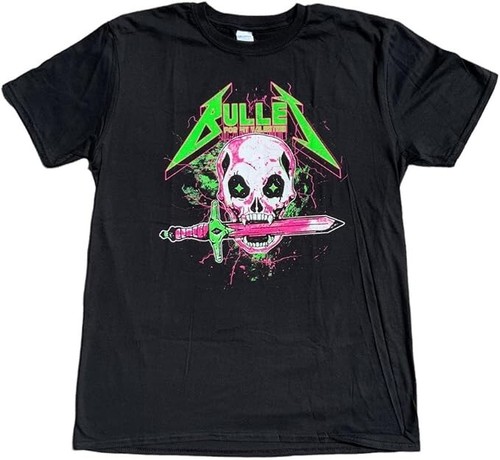 Camiseta negra gráfica Bullet For My Valentine BFMV Neon Metal Skull 2019 Ex Tour - Imagen 1 de 9