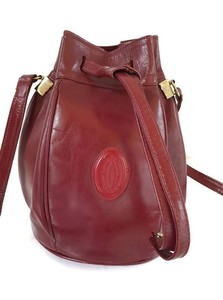 Les Must De Cartier Burgundy Oxblood Bucket Drawstring Leather Image Is Loading Les Must De Cartier Burgundy Oxblood Bucket Drawstring