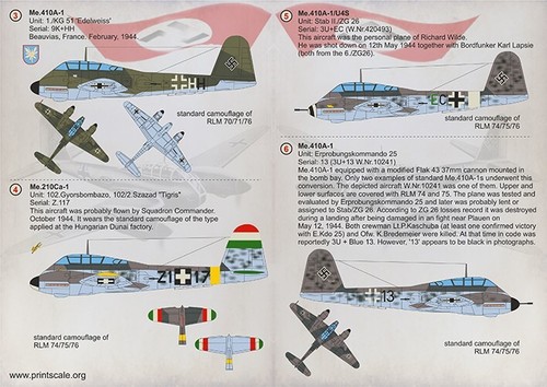 Print Scale 72-298 Waterslide Decal airplane 1:72 Messerchmitt Me 210 "Hornisse" - Picture 3 of 24