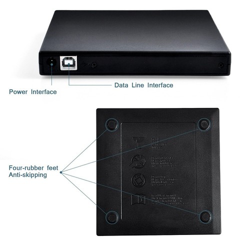 Externe USB 2.0 DVD ROM CD Writer Laufwerk Brenner Reader Player für Laptop PC* - Bild 7 von 20