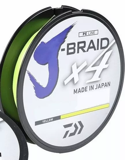 Daiwa J Braid X4 Braided Fishing Line 300 Yards Fluorescent Yellow