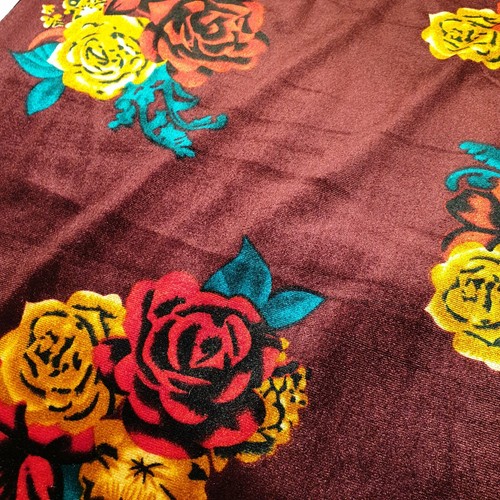*Clearance* MAROON Soft Velour Velvet Red Roses Dress Craft Fabric Met - Picture 4 of 5