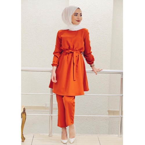 Muslim Women Long Sleeve Tops Blouse Wide Leg Pants Set Abaya Islamic Clothes - Picture 21 of 25