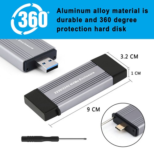 USB/Type-c Dual Interface NVME Case SSD M.2 Adapter USB3.1 Gen2 10Gbps SSD Box - Afbeelding 10 van 12