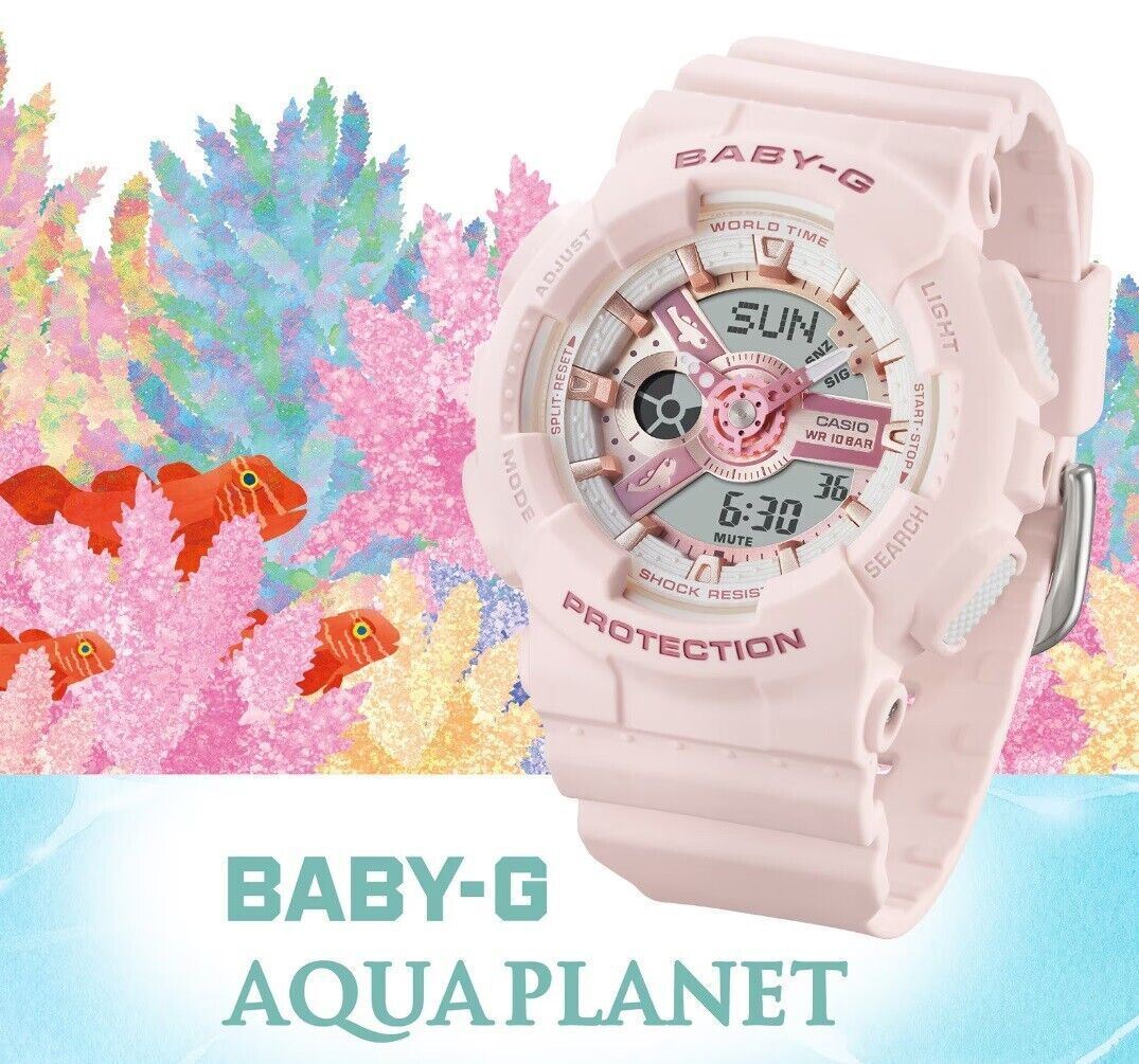 Casio Baby-G BA-110AQ-4A Pink Aqua Planet Analog Digital