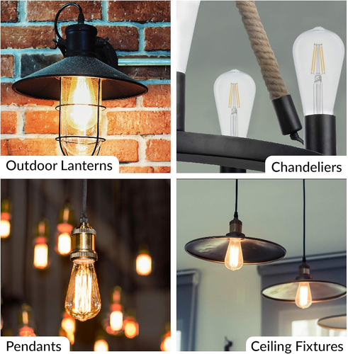 LED Edison Vintage Filament ST21 (ST64) Light Bulbs (6 Pack) 4W Dimmable 40W Equ - Picture 3 of 8