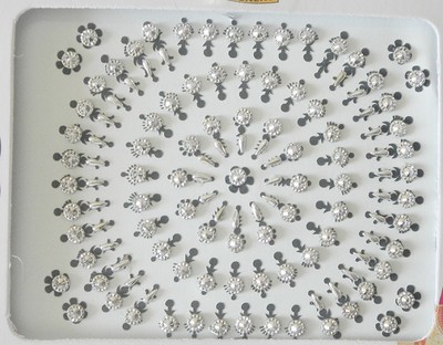 Silver Long Tikka Bindi Face Jewels Indian Creative Makeup