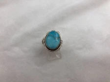 Navajo Sterling Silver .925 Kingman Turquoise 16mm x 20mm Oval Ring Size 6 3/4