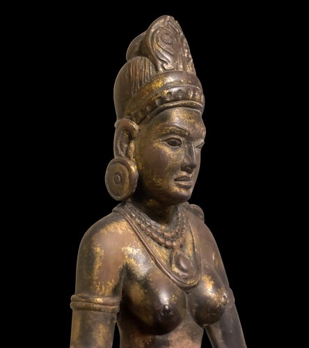 Carved Gilt Lacquered Wooden Statue of a Bodhisattva Figure - Old - Picture 8 of 9
