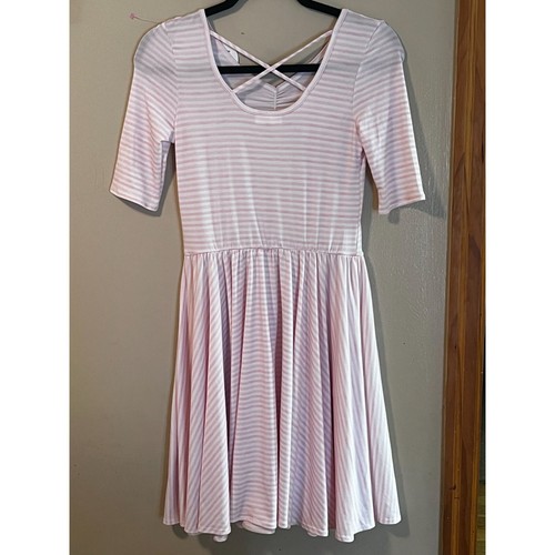DotDot Smile Pink & White Striped Ballerina Dress Size 12/14 Girls NWT - Picture 2 of 3