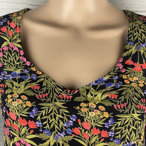 Old Navy Dress Size 2 XS Colorful Floral Bell Sleeve Short 100% Rayon V-Neck - Picture 2 of 12