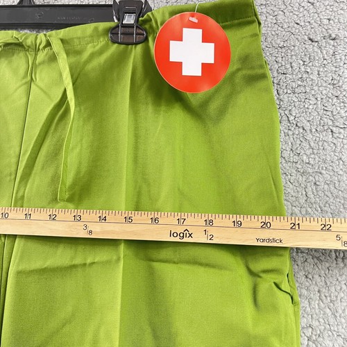 Vintage WHITE CROSS Nurse Pants Drawstring Scrubs Bootleg Green Button Sides L - Picture 2 of 10