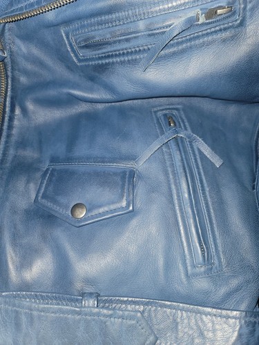 Chaqueta de cuero estilo motocicleta Whet Blu ROCKSTAR, azul noche, ancho XL - Imagen 5 de 12
