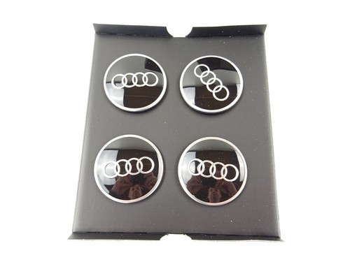 Audi Black Rings Dynamic Centre Alloy Wheel Hub Caps 4M8071006A Genuine New - Picture 4 of 7