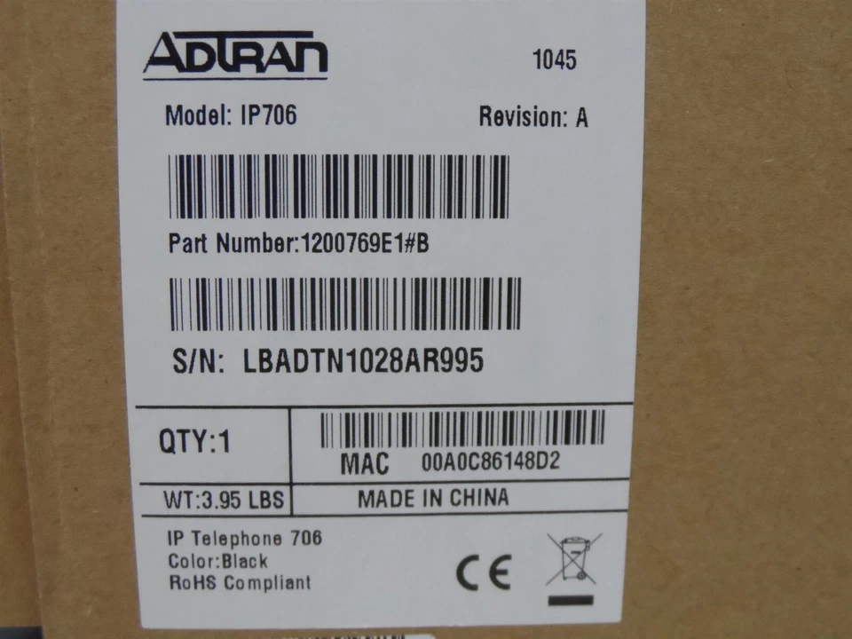 Adtran New IP706 VOIP 6 Line Phone 1200769E1#B Black Display 1200769E1 IP 706 - Image 3 of 4