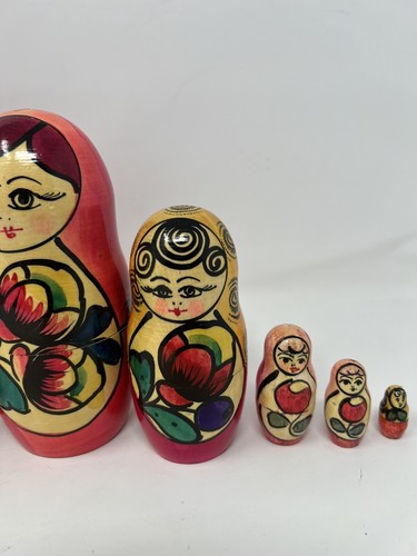 Vintage russische Matroschka Babuschka verschachtelte Puppen 7 Stück handbemalt Holz - Bild 5 von 10