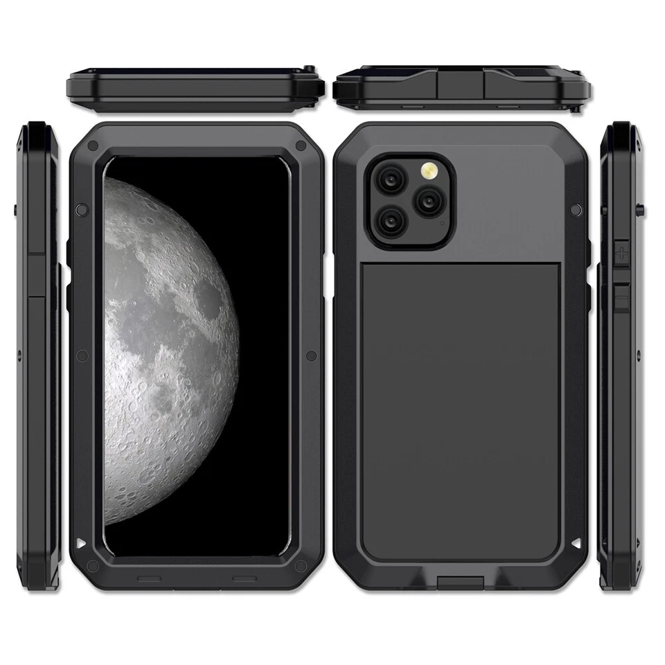 Funda protectora de metal impermeable a prueba de golpes para iPhone 11 12 13 14 15 16 vidrio templado Foto 3 de 4