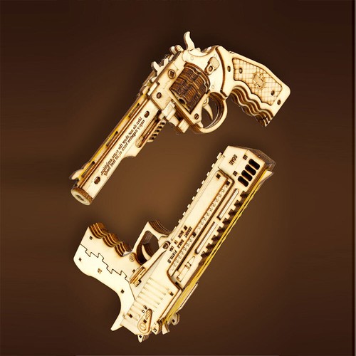 3D Wooden Puzzles Rubber Band Gun Model Craft Kit Unique Gift Mechanical Model - Picture 30 of 43