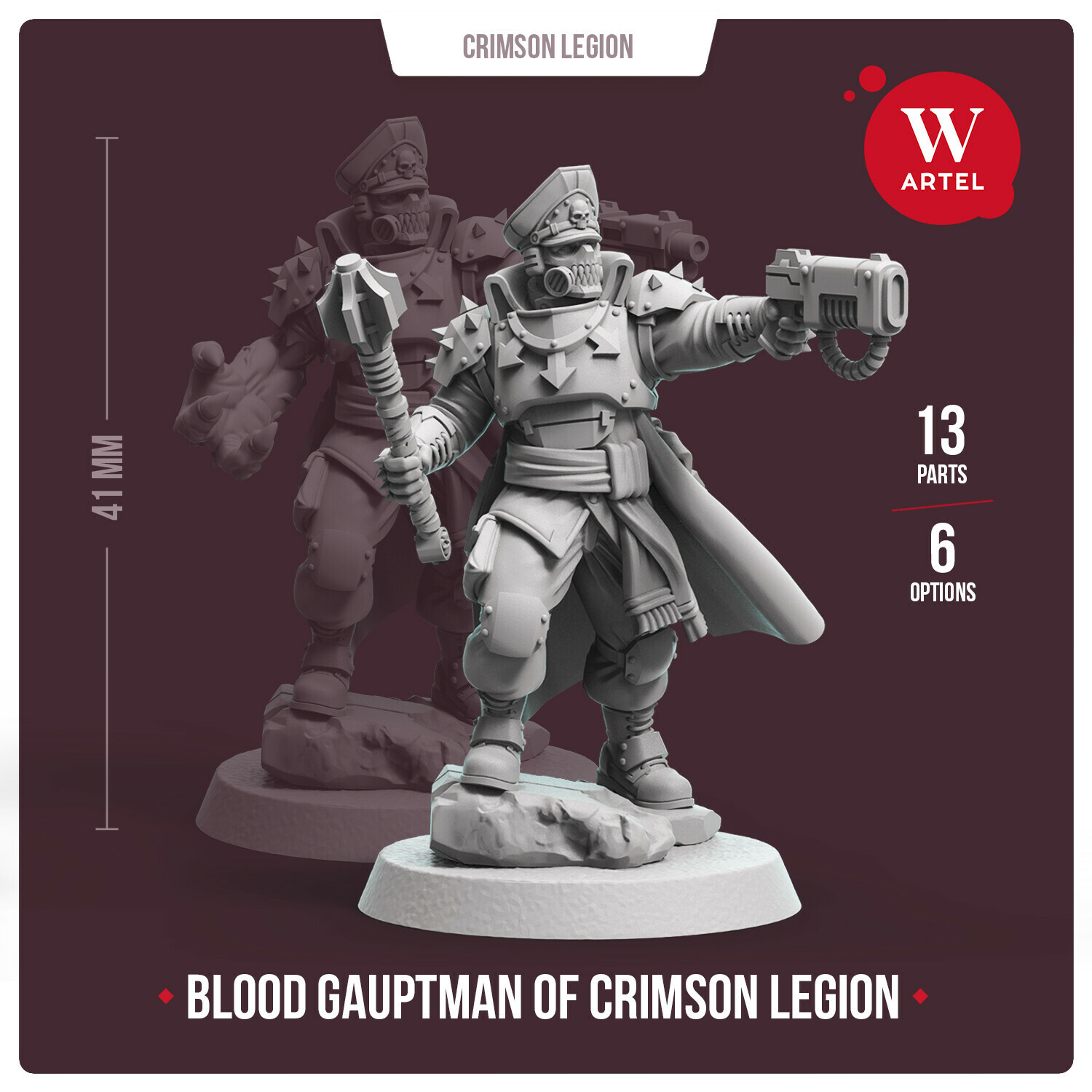 Artel W Blood Gaupman of Crimson Legion 28 мм Wargaming Miniature