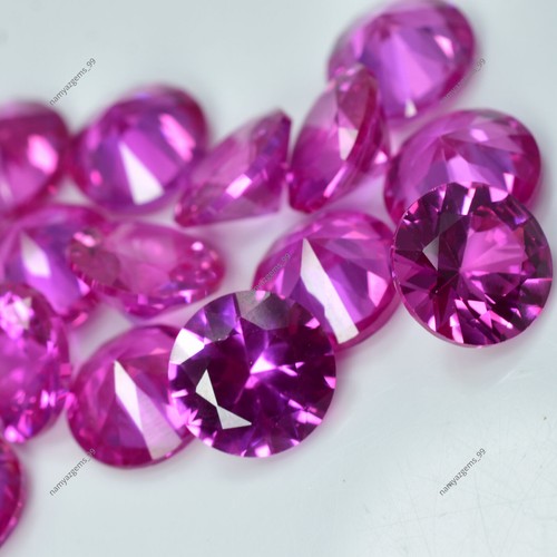 24 Pcs 8x8 mm Natural Untreated Round Cut Ruby CERTIFIED Pink Gemstone - Picture 3 of 4