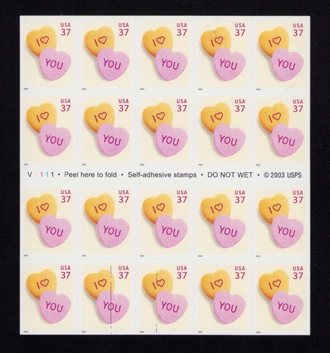 3833 Liebesgespräch Herzen Heft 20 Stück 37 ¢ Briefmarken postfrisch - Bild 1 von 4