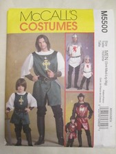 McCalls 5500 Mens S-XL Knight Prince Samurai Costume Pattern Lined Helmet UC FF