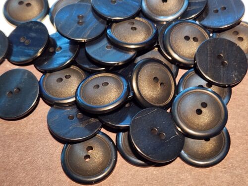 12 Navy Blue 2mm rim domed center 2-hole sew-through buttons 22mm - Picture 3 of 9