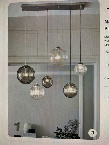 Brand New Nxt Chrome Ashcroft 6 Light Linear Pendant Ceiling Light in Brown Box - 第 1/13 張圖片