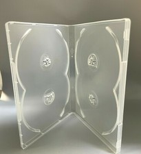 SALE 10 NEW 14MM SLIM QUAD 4 DISC DVD CASE, SUPER CLEAR OVERLAPPING HUB, XW-SC