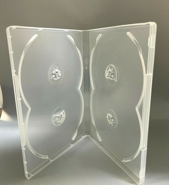 SALE! 2 NEW 14MM SLIM QUAD 4 DISC DVD CASE SUPER CLEAR OVERLAPPING HUB XW-SC SALE! 2 NEW 14MM SLIM QUAD 4 DISC DVD CASE SUPER CLEAR OVERLAPPING HUB XW-SC