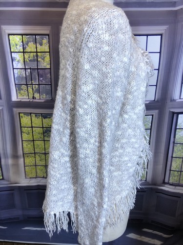 Chicos 1 M Cardigan Fringe Sweater Open Front Neutral Wool Blend Pretty! 🧡 - Picture 9 of 12