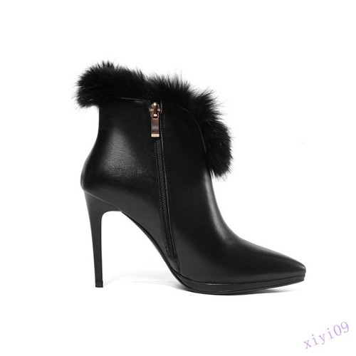 Garniture Côté Bottines Mode Chaudes Pour Chaussures Stiletto Bout Fourrure Nouveau Zip Pointu De En Femmes 4RjS5qLAc3