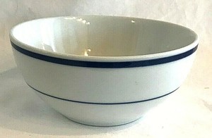 Oneida-Maitre-De-Porcelain-Cereal-Bowl-Blue-Stripes-White