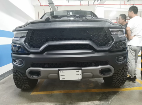 Front Grille Grill Trim Overlay Cover Gloss Carbon For Dodge Ram Trx 1500 21-25 - Picture 15 of 19
