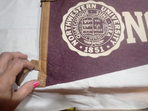 Santa Croce Università Pennant Vintage Feltro College Viola e Bianco - Foto 3 di 7