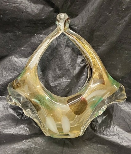 Murano Glass Gold Flake Basket - Picture 6 of 11
