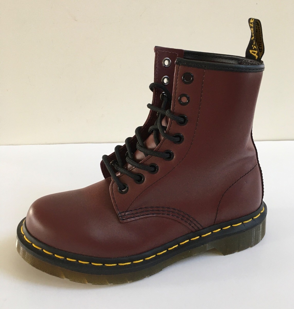 Dr. Martens 1460 8-Eye Cherry Red Smooth Leather Lace Up Combat
